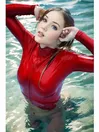 Women Latex Clothing Red Full Body Back Zipper Latex Catsuit
