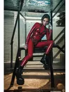Women Latex Clothing Red Full Body Back Zipper Latex Catsuit