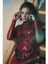 Women Latex Clothing Red Full Body Back Zipper Latex Catsuit