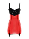 Women Bicolor Garter Latex Suspender Dress