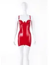 Back Zip Cup Red Latex Sling Dress