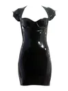 Women Back Cross Strap 3D Bust Latex Dress