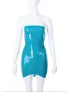 Women Bandeau Tube Latex Dress