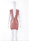 Women V Cleavage Back Zipper Latex Dress