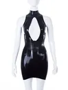 Women Sleeveless Chest Leakage Back Zipper Snake Skin Textured Latex Dress Women Sleeveless Chest Leakage Back Zipper Snake Skin Textured Latex Dress