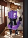 Women Latex Clothing Back Zipper Latex Catsuit with Corset