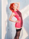 Women Zebra Lines Sleeveless Latex Mini Dress
