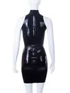 Women Sleeveless Chest Leakage Back Zipper Snake Skin Textured Latex Dress Women Sleeveless Chest Leakage Back Zipper Snake Skin Textured Latex Dress