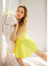 Pikachu Costume for Women Sleeveless Latex Vest Dress