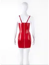 Back Zip Cup Red Latex Sling Dress