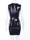 Women V Cleavage Back Zipper Latex Dress