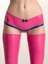 Women Bowknot Red Black Trim Strip Latex Panties Women Bowknot Red Black Trim Strip Latex Panties