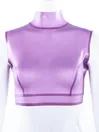 Women Transparent Stand Collar Latex Top