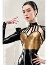 Sleeveless Front Back Straps Latex Top