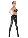 Women Trousers Black Crotch Zip Latex Pants