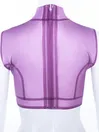 Women Transparent Stand Collar Latex Top