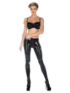 Women Trousers Black Crotch Zip Latex Pants