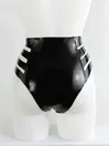 Women High Waist Sides Hollow Latex Briefs