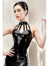 Sleeveless Front Back Straps Latex Top