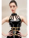 Sleeveless Front Back Straps Latex Top