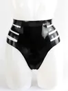 Women High Waist Sides Hollow Latex Briefs