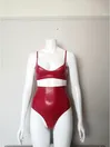 Latex Round Cup Bra and High-waist Shorts