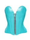 Front Zipper Back Cross Lace Up Latex Corset