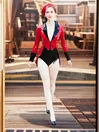 Women Reverse Collar Front Press Buttons Daphne Latex Tailcoat