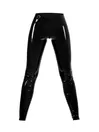 Black Leggings with a Zipped Crotch and Gloves Latex Three pieces Set