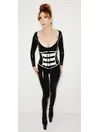 Front White Belt Buckle Back Cross Lace Up Skintight Latex Black Corset