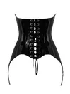 Front Button Back Grommet Lace-up Latex Corset