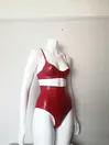 Latex Round Cup Bra and High-waist Shorts