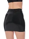 Women Wetlook Latex Mini Skirt