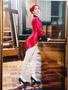 Women Reverse Collar Front Press Buttons Daphne Latex Tailcoat