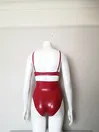 Latex Round Cup Bra and High-waist Shorts
