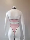 Latex Strips Halterneck Top and High-waist Shorts