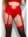 Suspender Belt Bra Thong and Panties Latex Lingerie Set