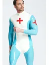 Chest Red Cross Male Medic Latex Catsuit