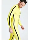 Mid-height Neck Collar Male Contrast Strips Latex Catsuit