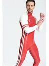 Male Biceps Two Horizontal Stripes Blaze Raglan-sleeved Latex Catsuit