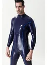 Diamond Pattern Highlighting Stripes Male Neck Entry Latex Catsuit Diamond Pattern Highlighting Stripes Male Neck Entry Latex Catsuit