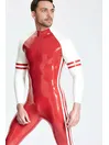 Male Biceps Two Horizontal Stripes Blaze Raglan-sleeved Latex Catsuit