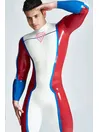 Male Chest Double Diamond Insignia Latex Catsuit