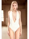 Women Sexy Decollete One-piece Latex Swimsuit