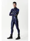 Diamond Pattern Highlighting Stripes Male Neck Entry Latex Catsuit Diamond Pattern Highlighting Stripes Male Neck Entry Latex Catsuit