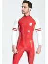 Male Biceps Two Horizontal Stripes Blaze Raglan-sleeved Latex Catsuit