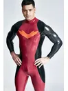 Male Winged Chest Pattern Center Back Zipper Latex Sporty Look Latex Catsuit