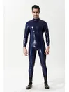 Diamond Pattern Highlighting Stripes Male Neck Entry Latex Catsuit Diamond Pattern Highlighting Stripes Male Neck Entry Latex Catsuit