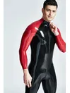 Long-sleeved Raglan Pattern Thru Zipperlatex Catsuit