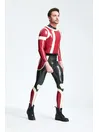Male Irregular Patterns with False Belt Polymorph Back Zip Latex Catsuit